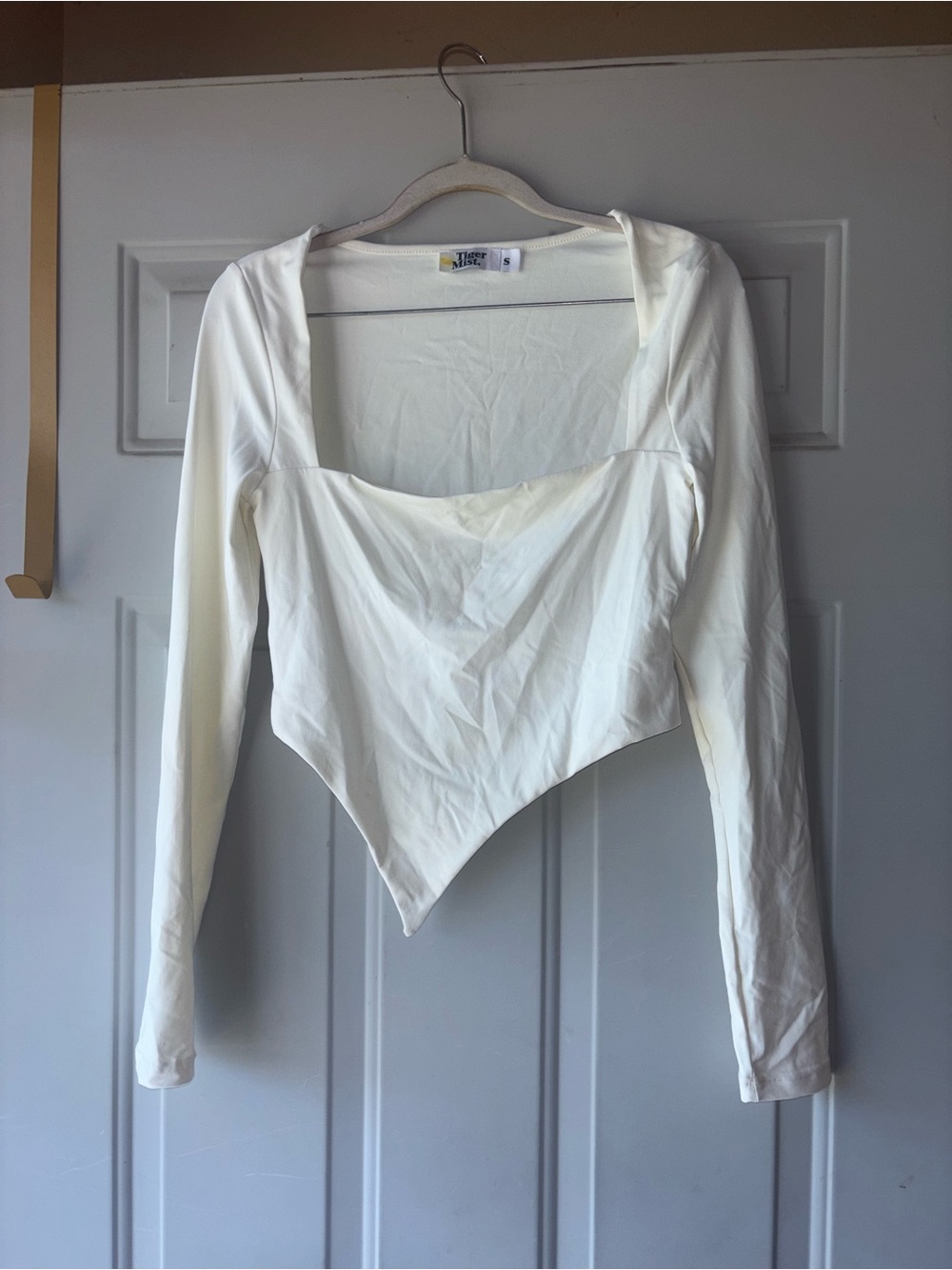 Tiger Mist ivory asymmetrical point top size S